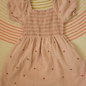 Cat & Jack Blush Smocked Dress with Heart Accents